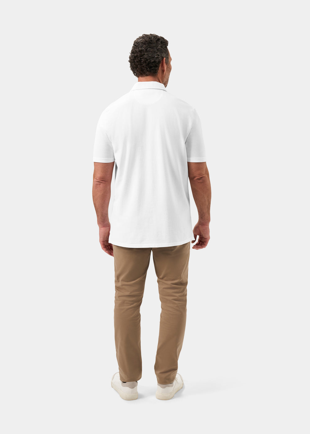 Men's Pique Cotton Polo Shirt in White
