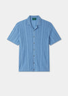Men's Cotton Revere Collar Shirt in Blue
