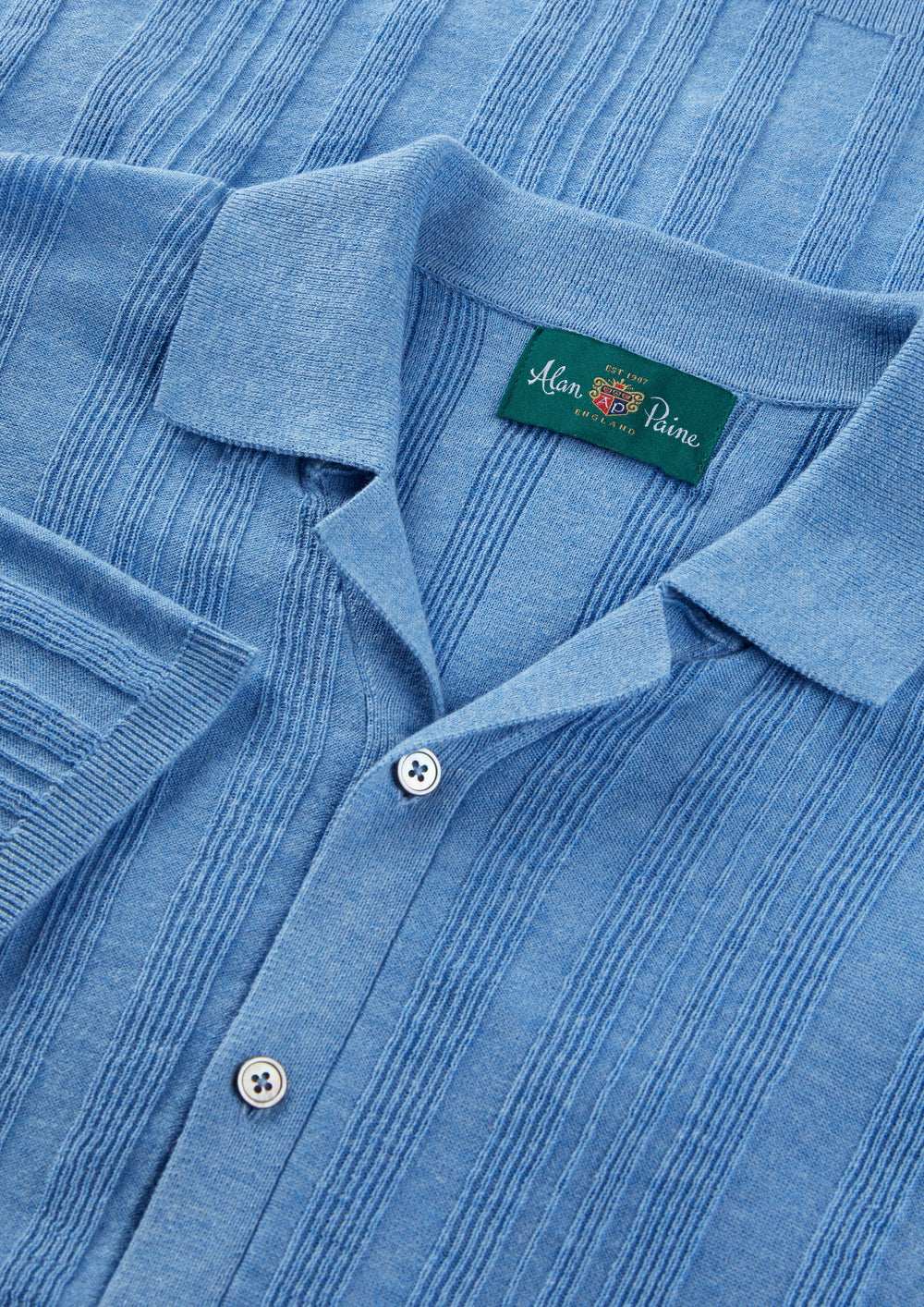 Men's Cotton Revere Collar Shirt in Blue