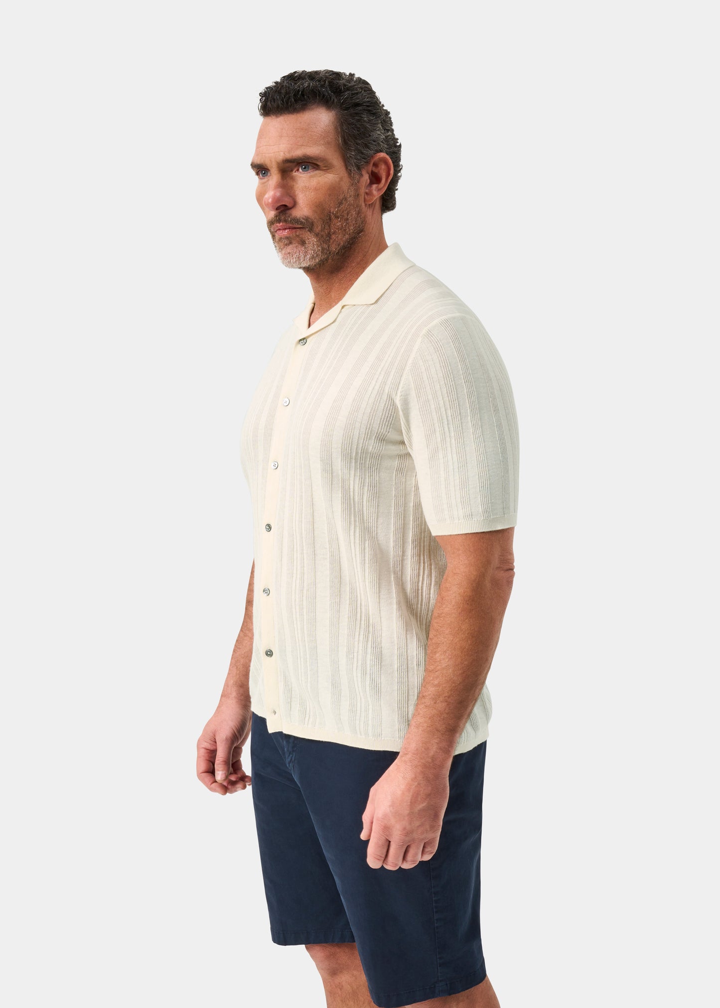 Men's Cotton Revere Collar Shirt in White