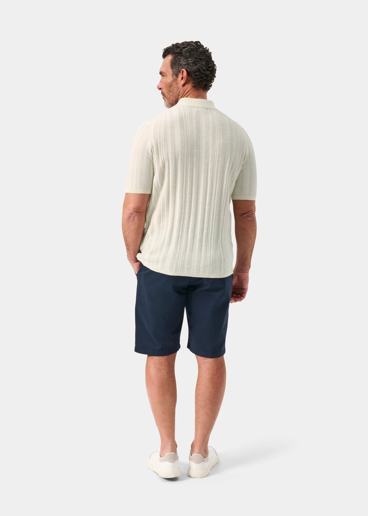 Men's Cotton Revere Collar Shirt in White