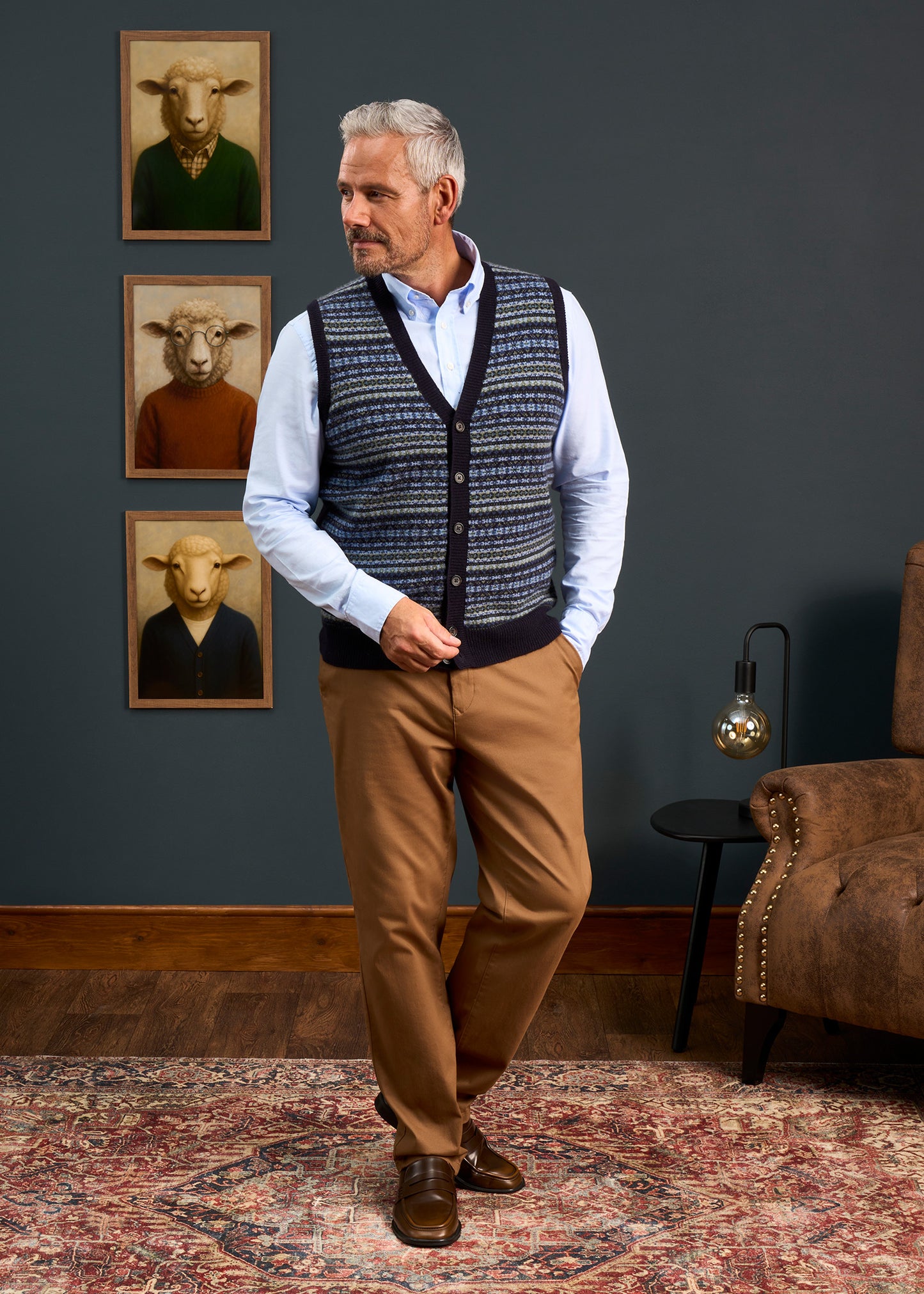 Mens-Fairisle-Slipover-Navy