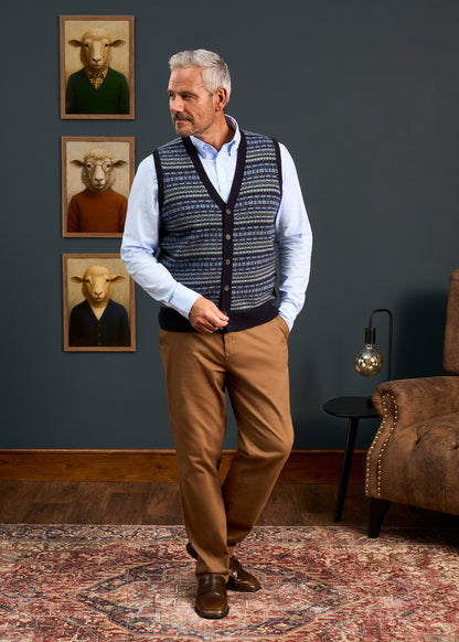 Mens-Fairisle-Slipover-Navy