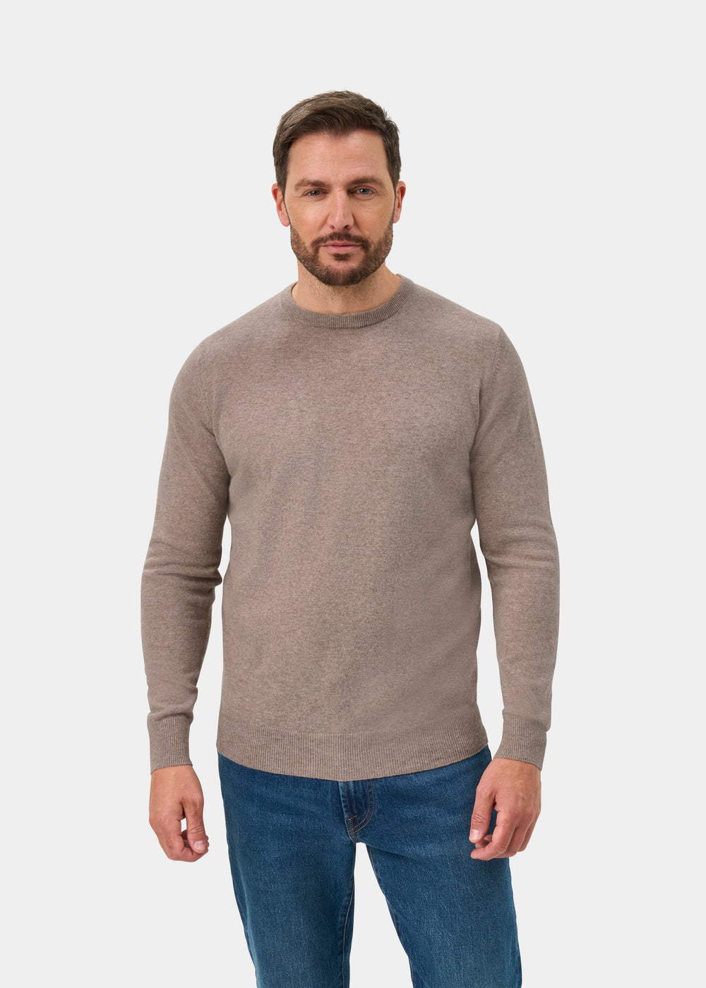 Brisbane Geelong Wool Jumper in Mushroom - Regular Fit