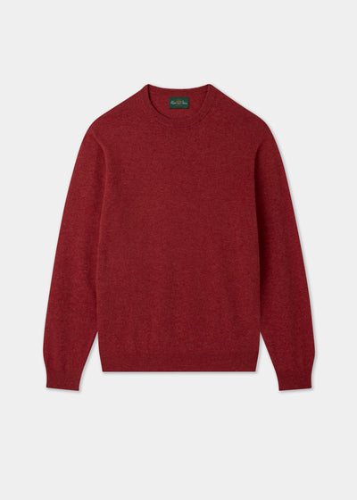Men's Geelong Wool Crew Neck Jumper in Poppy Melange