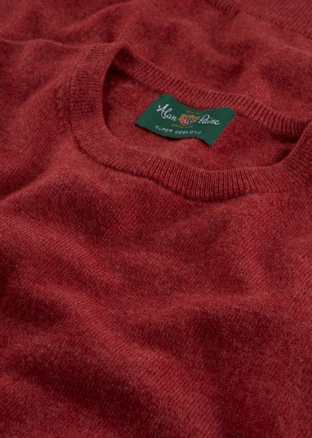 Men's Geelong Wool Crew Neck Jumper in Poppy Melange