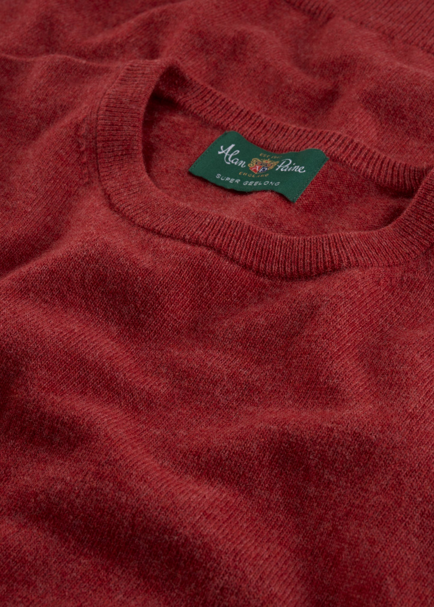 Men's Geelong Wool Crew Neck Jumper in Poppy Melange