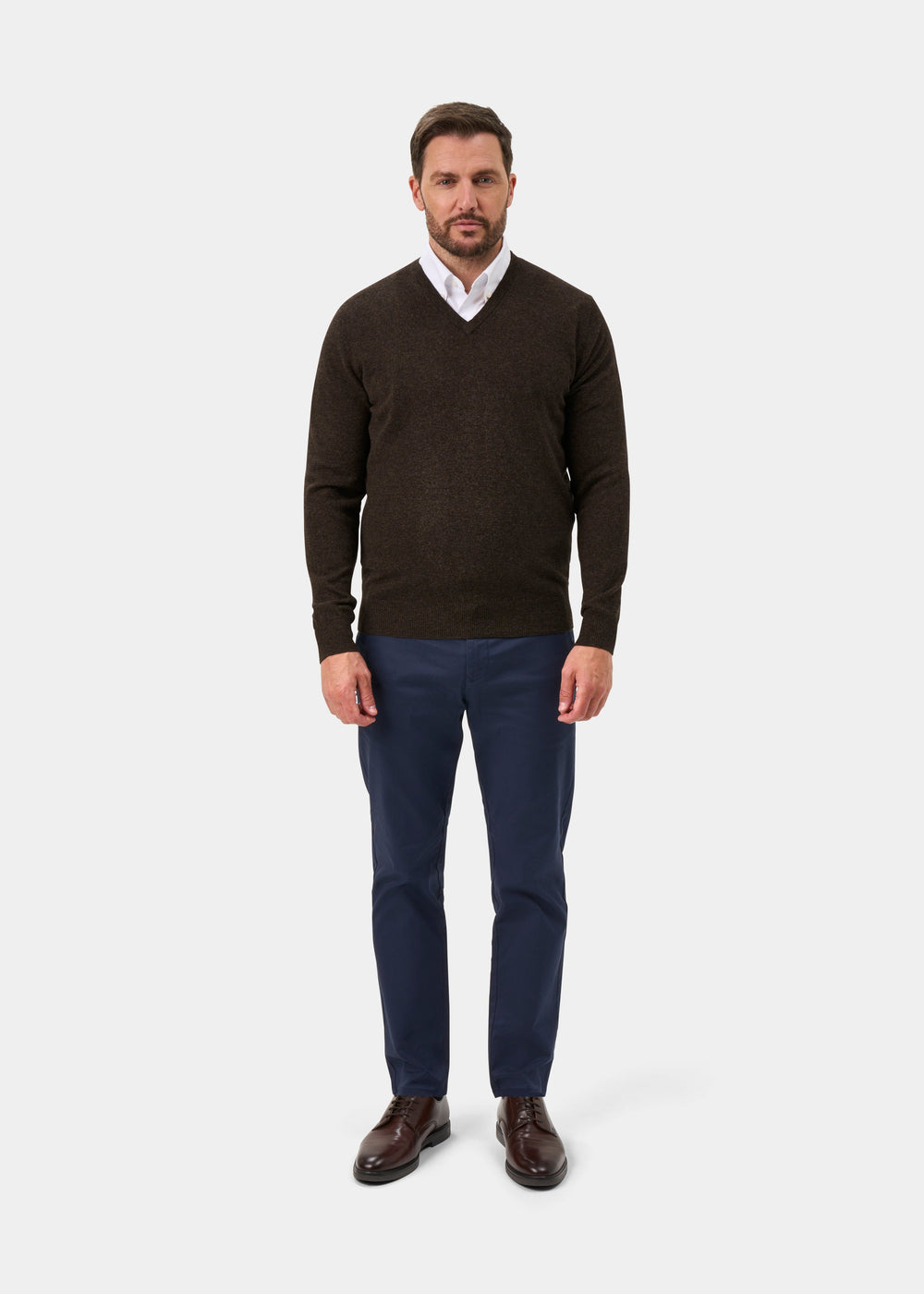 Albury Geelong Wool Jumper in Cocoa - Regular Fit