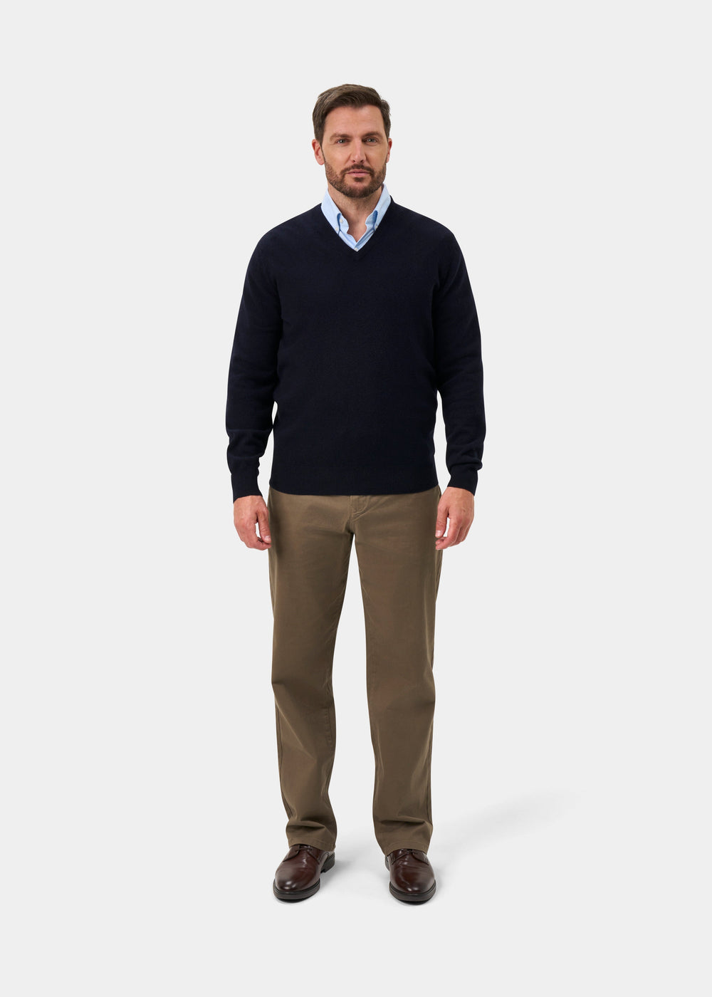 Albury Geelong Wool Jumper in Dark Navy - Regular Fit