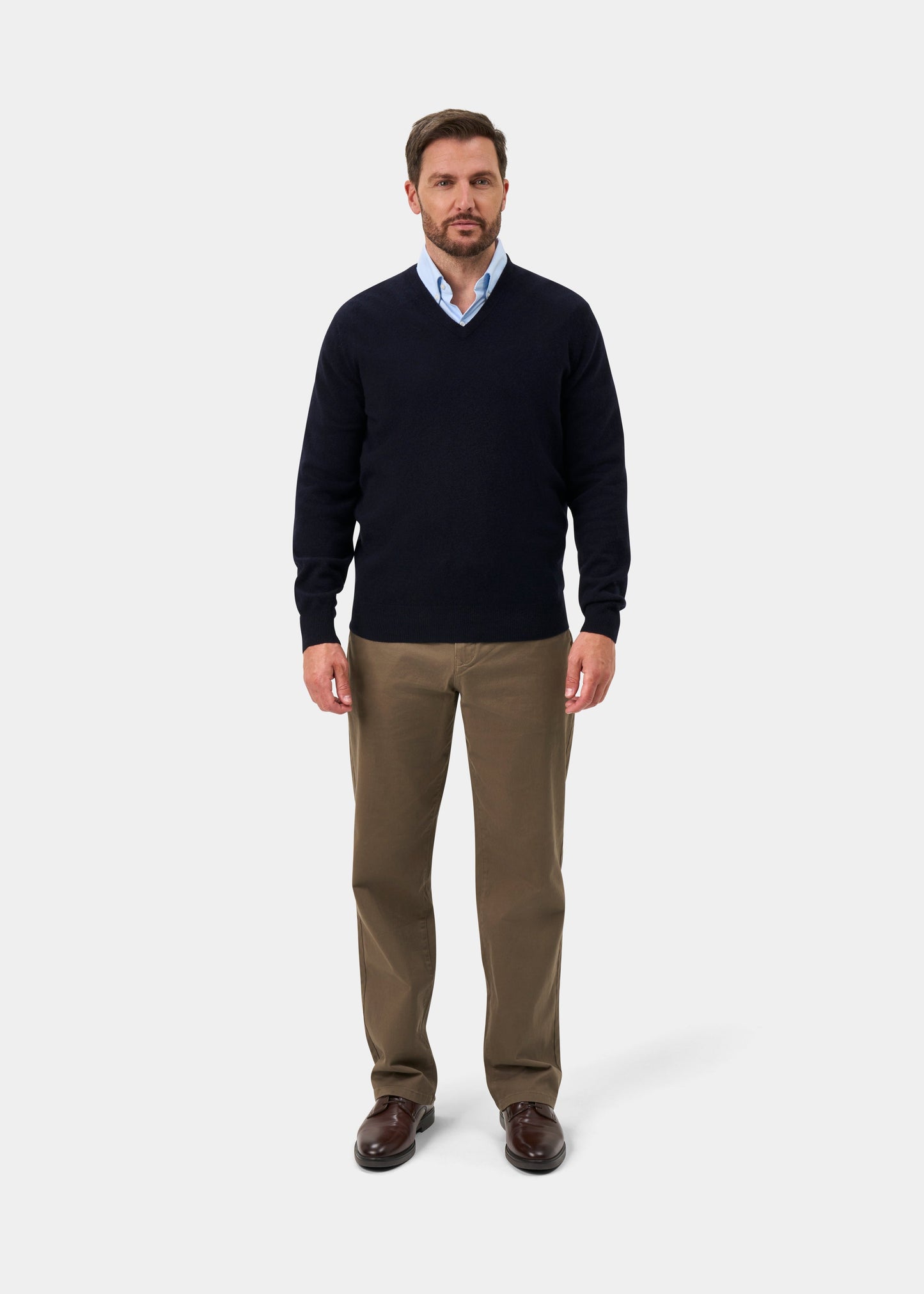 Albury Geelong Wool Jumper in Dark Navy - Regular Fit
