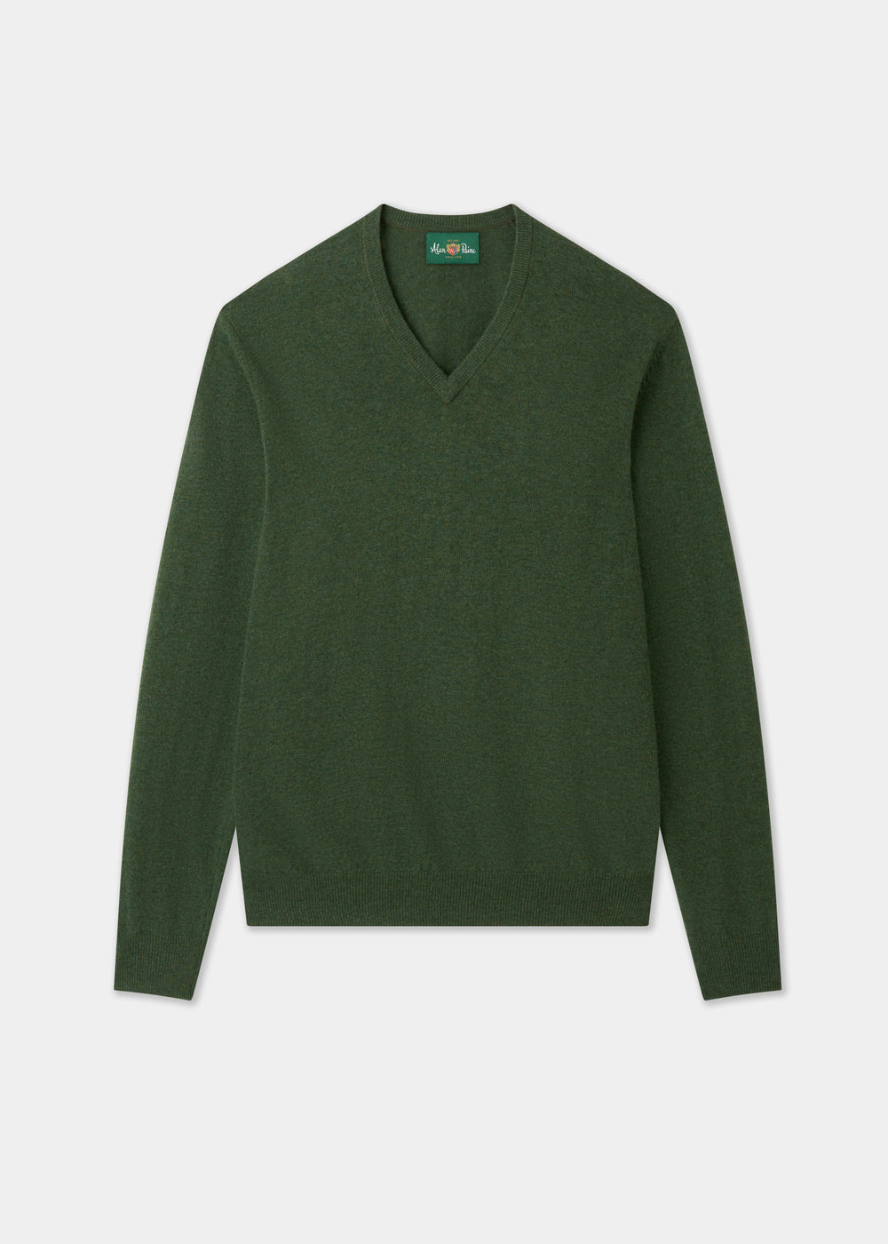 Men's Geelong Wool Vee Neck Jumper in Rosemary