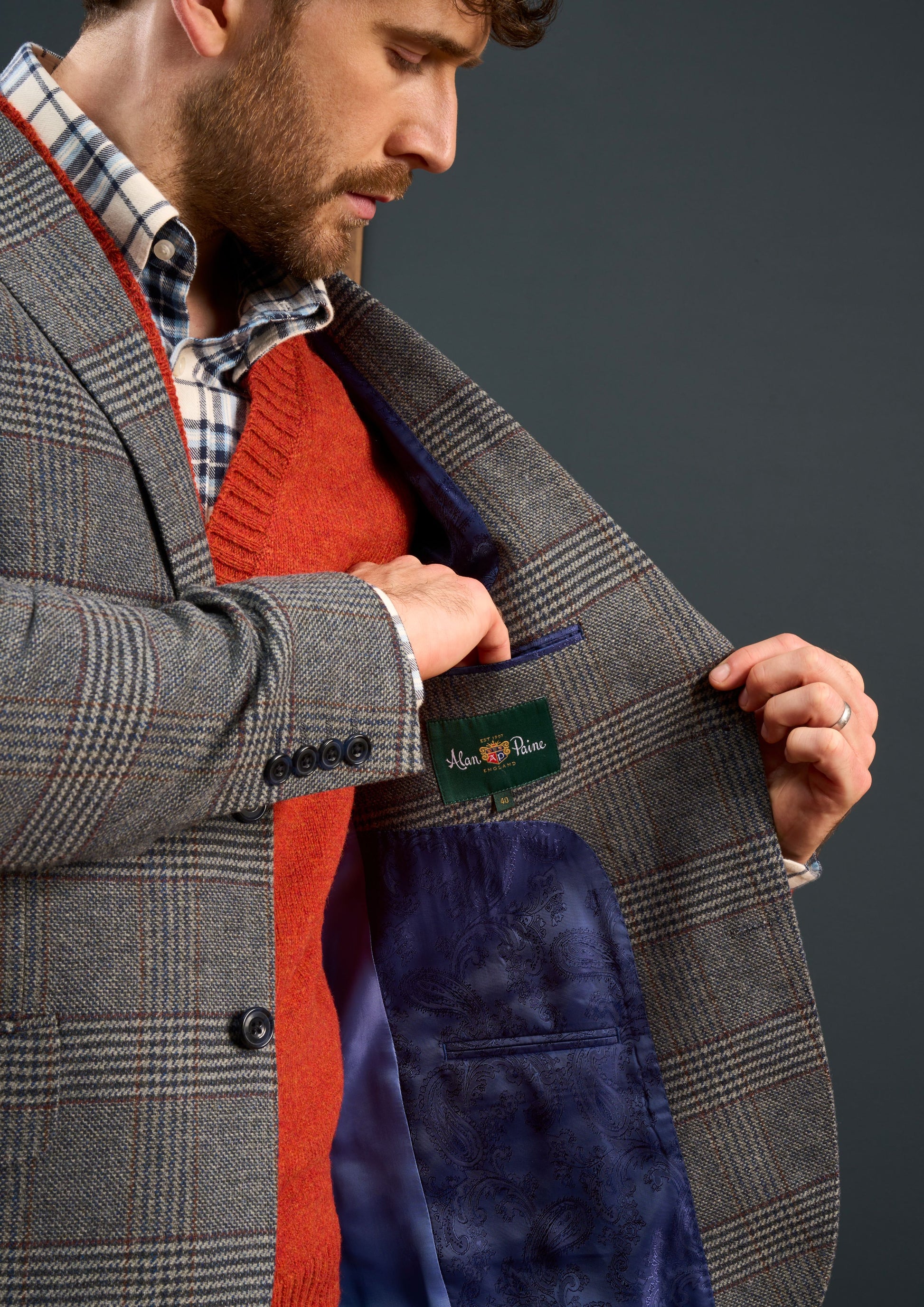 Mens-Grey-Tweed-Blazer-Grey-Check