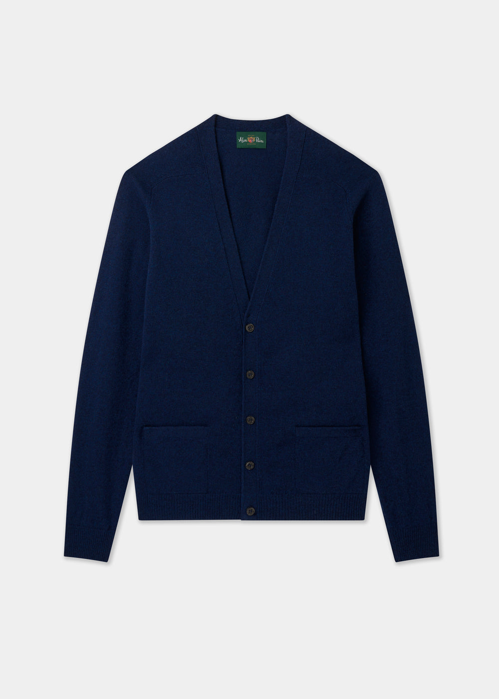 Men's Lambswool Vee Neck Cardigan Jumper in Indigo