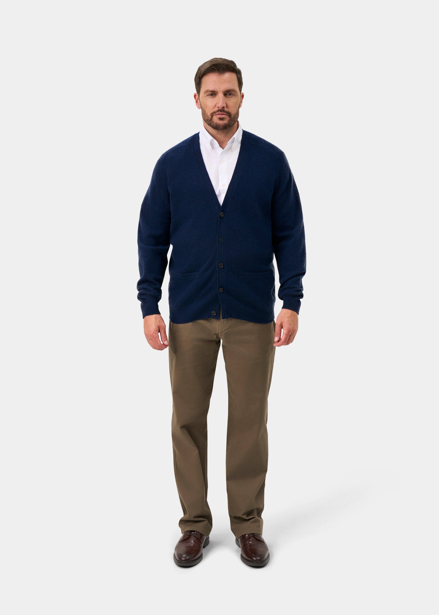 Cornwall Lambswool Cardigan in Indigo - Classic Fit