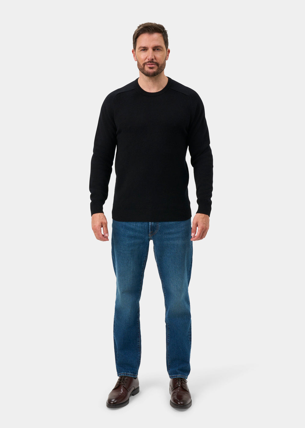 Lenzie Lambswool Crew Neck Jumper In Black - Regular Fit