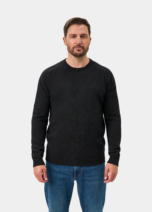 Lenzie Men's  Lambswool Jumper In Charcoal - Regular Fit