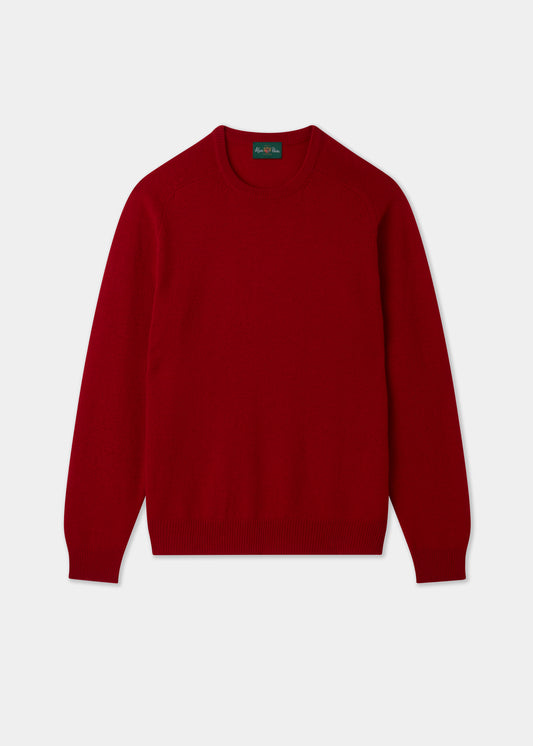 Men's Lambswool Crew Neck Jumper in Dubonnet