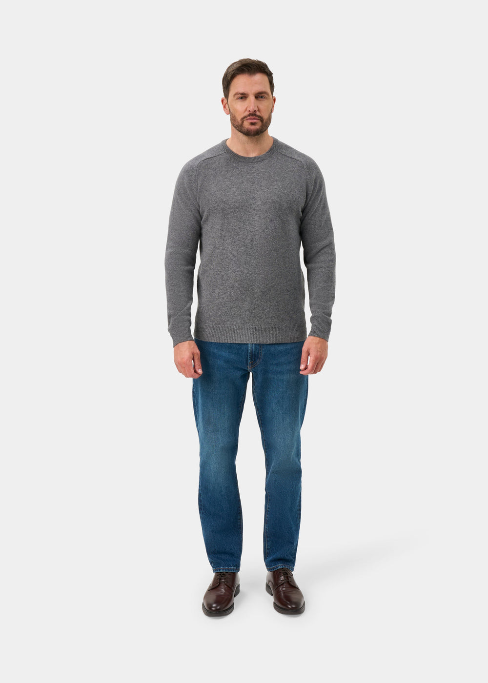 Lenzie Lambswool Crew Neck Jumper In Grey Mix - Regular Fit