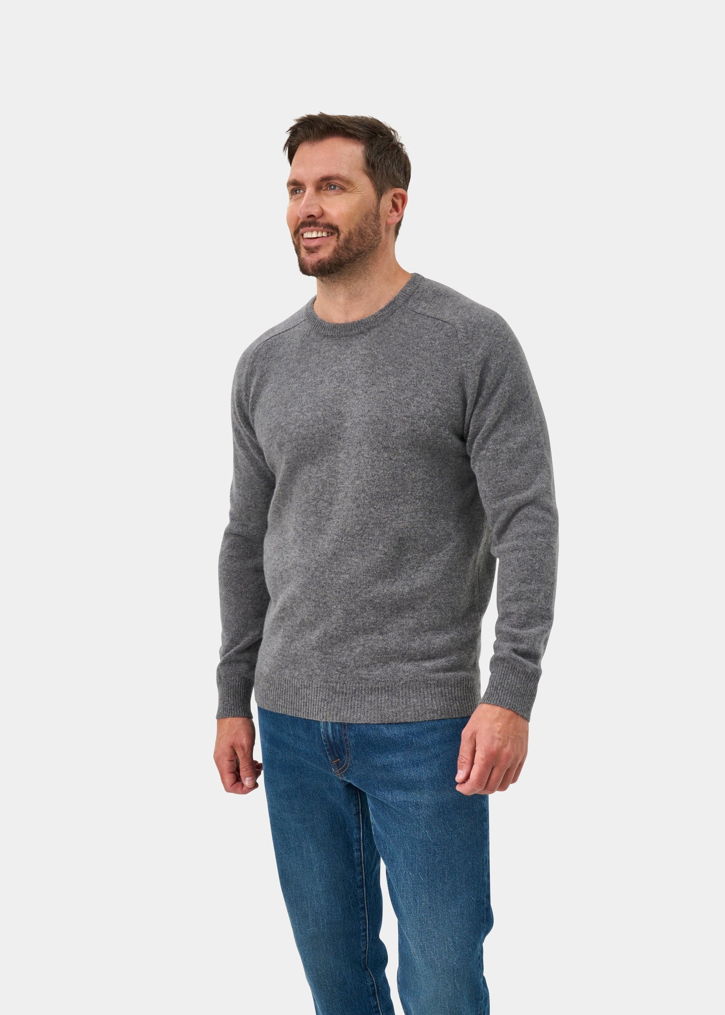 Lenzie Lambswool Crew Neck Jumper In Grey Mix - Regular Fit