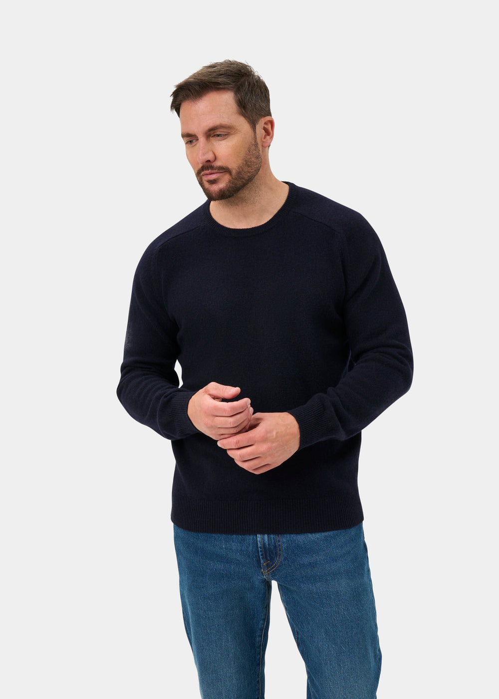 Lenzie Lambswool Crew Neck Jumper In Navy Jumper - Regular Fit