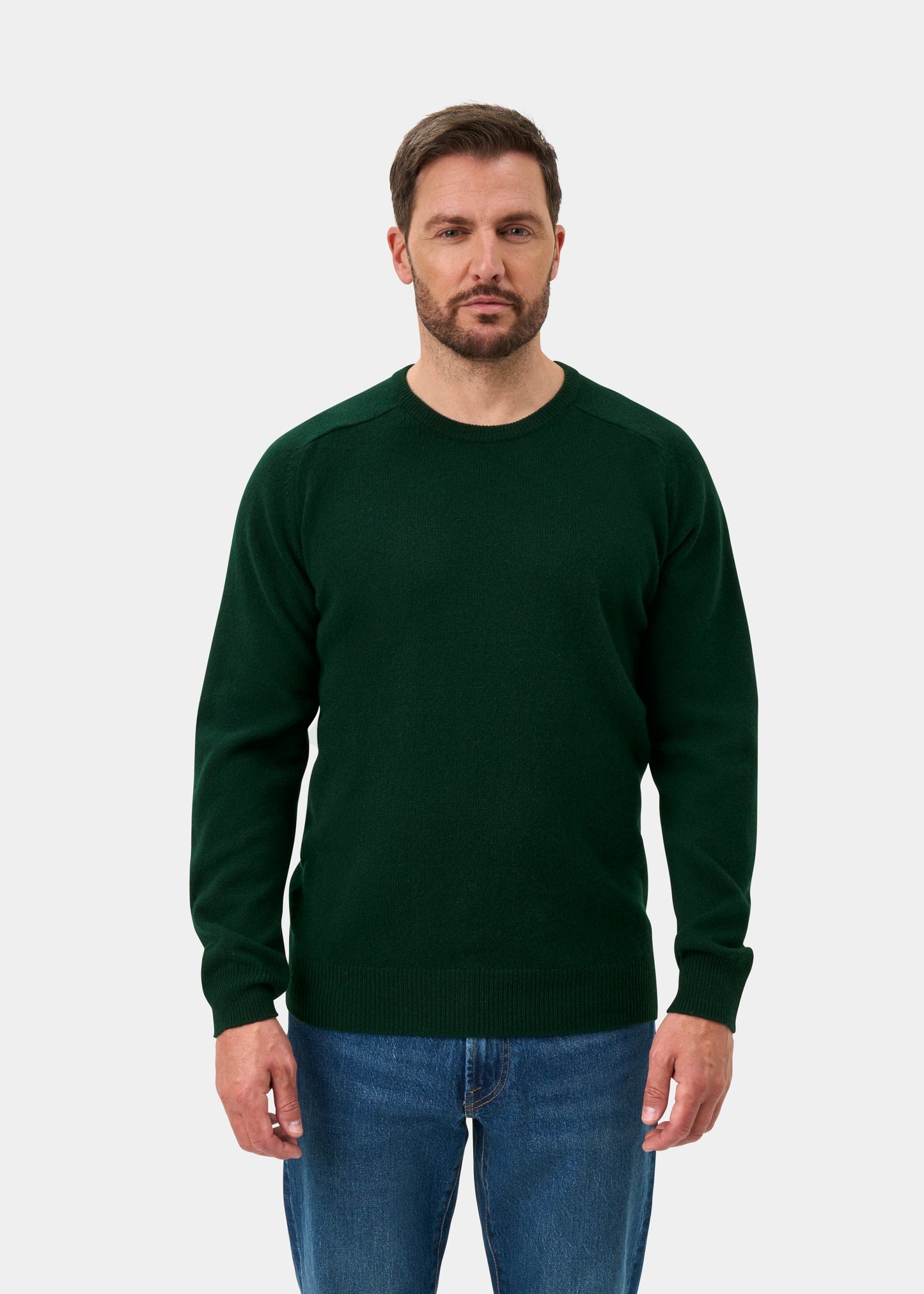 Dorset Men's Lambswool Jumper in Tartan Green - Classic Fit