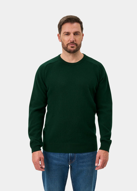 Dorset Lambswool Crew Neck Jumper In Tartan Green - Classic Fit