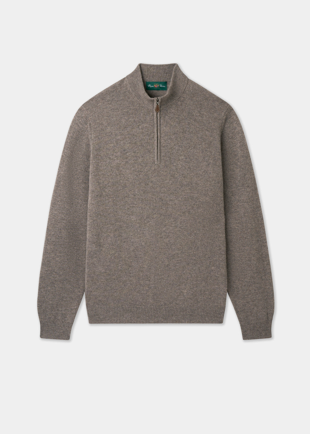 Men's Lambswool Quarter Zip Neck Jumper in Vole