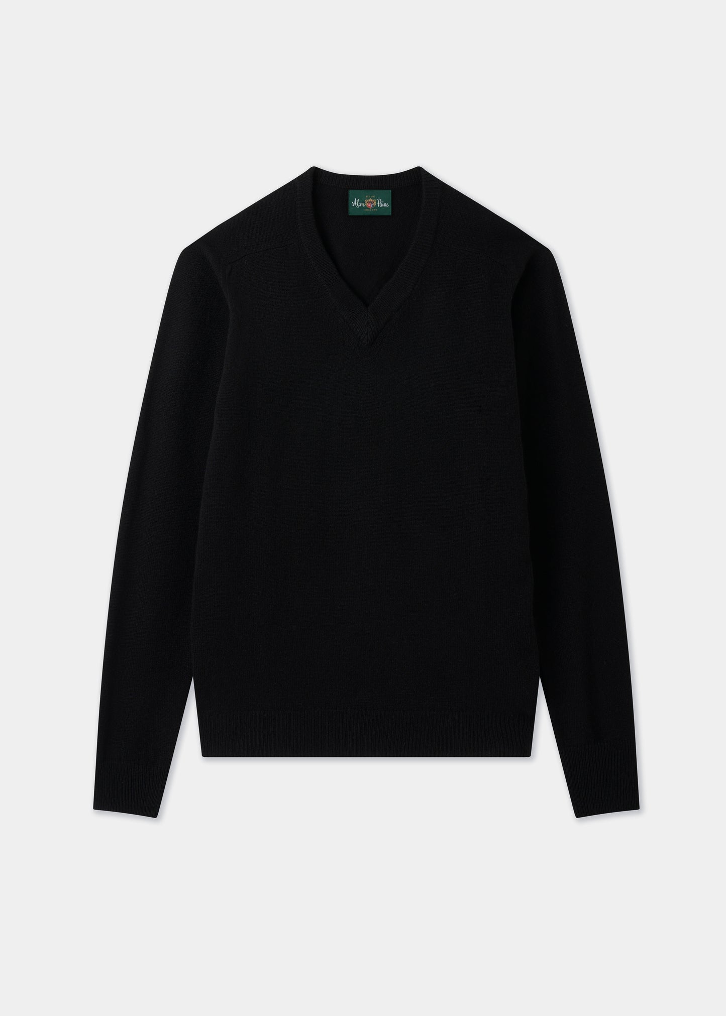 Men's Lambswool Vee Neck Jumper in Black