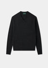 Men's Lambswool Vee Neck Jumper in Charcoal