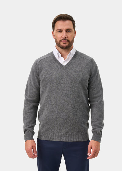 Kilsyth Men's Lambswool Jumper in Grey Mix Jumper - Regular Fit