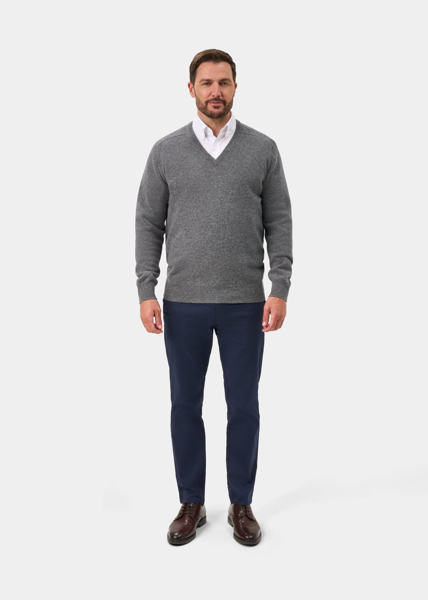 Hampshire Lambswool Jumper in Grey Mix - Classic Fit