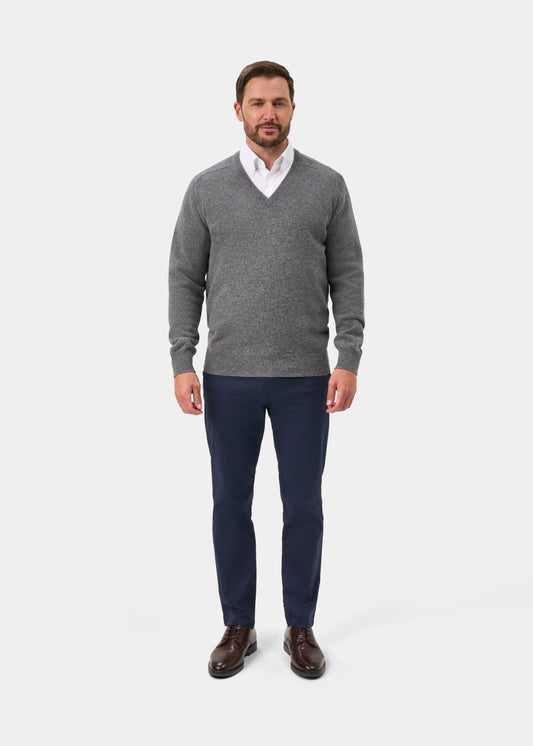 Hampshire Lambswool Jumper in Grey Mix - Classic Fit