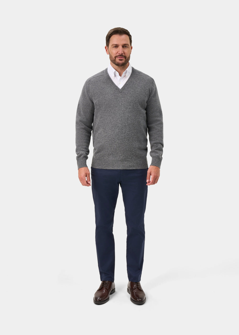 Hampshire Lambswool Jumper in Grey Mix - Classic Fit