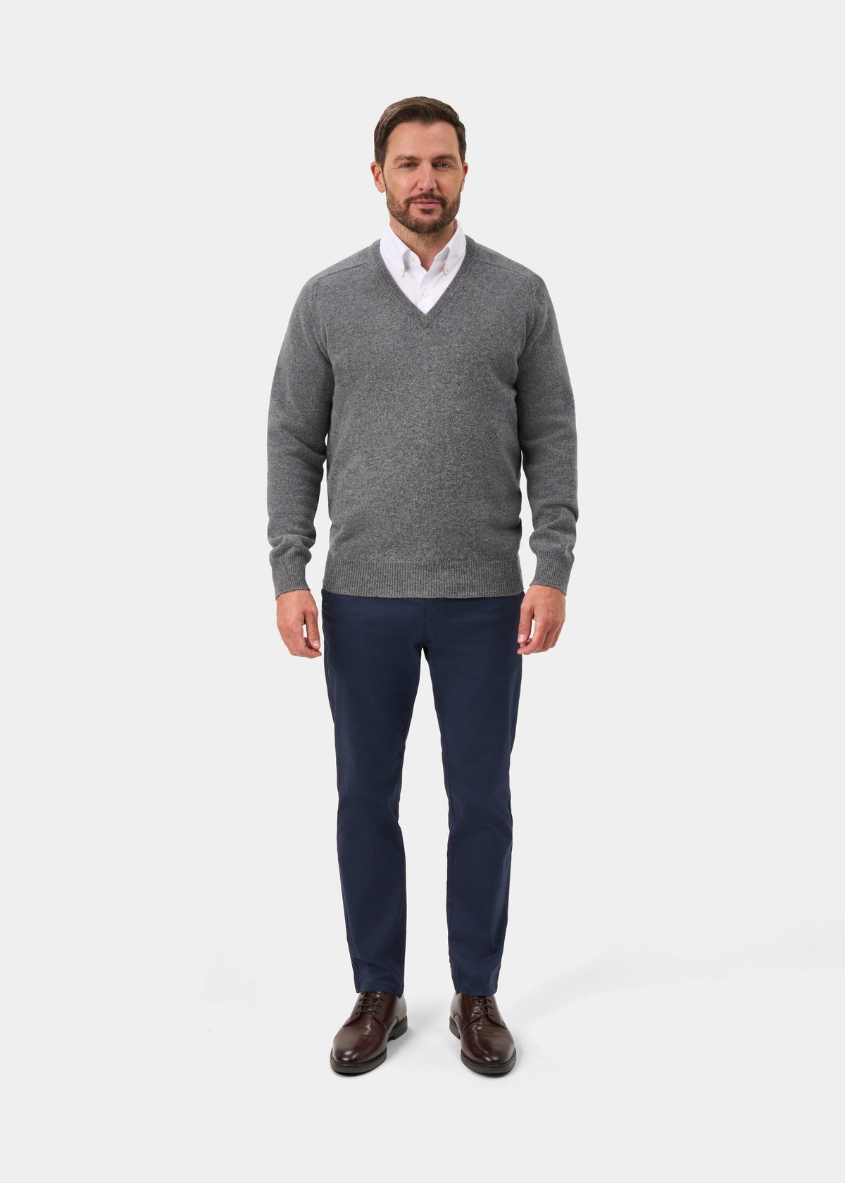 Hampshire Lambswool Jumper in Grey Mix - Classic Fit
