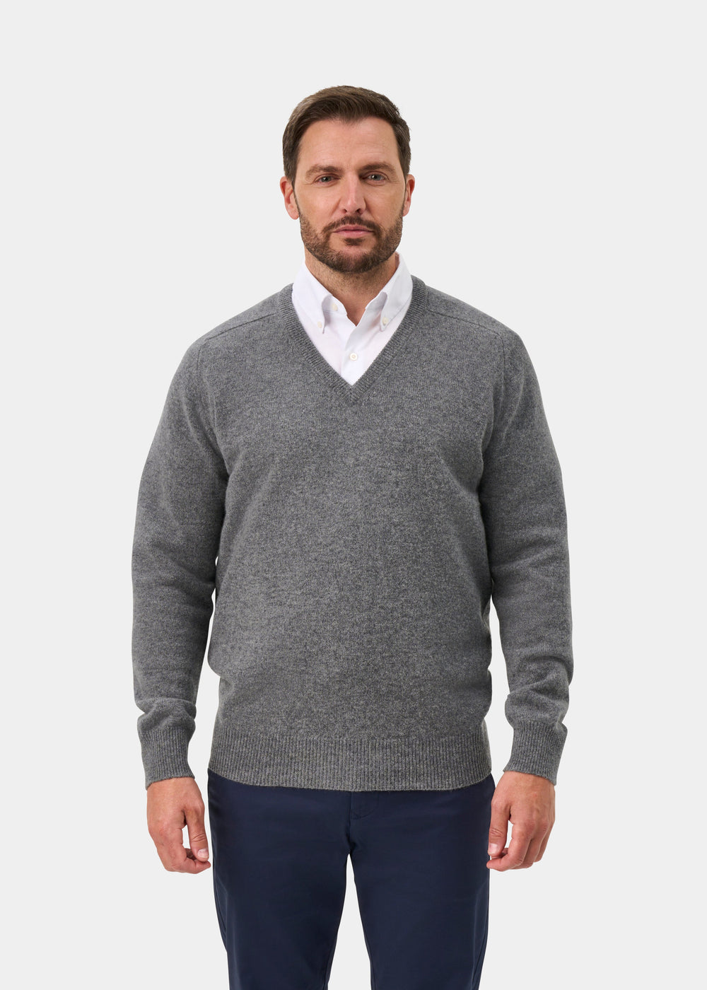 Hampshire Lambswool Jumper in Grey Mix - Classic Fit