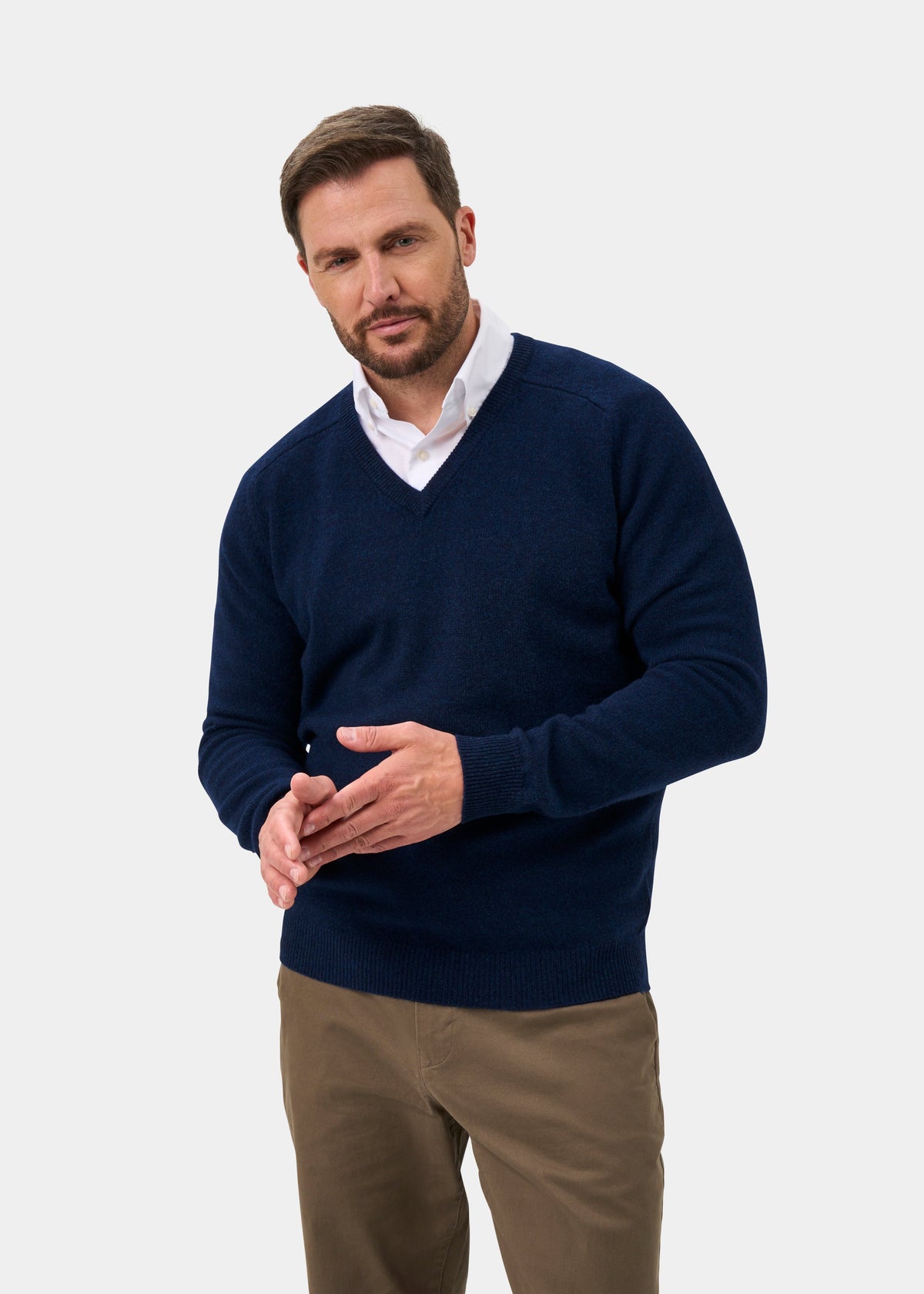 Kilsyth Men's Lambswool Jumper in Indigo - Regular Fit