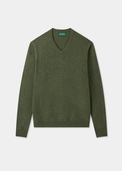Men's Lambswool Vee Neck Jumper in Landscape