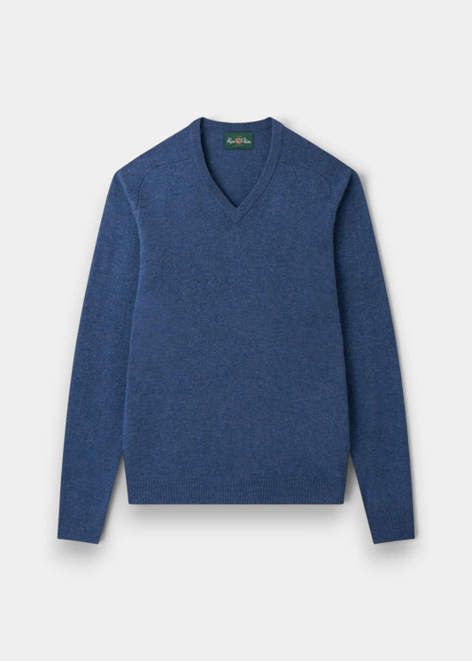 Men's Lambswool Vee Neck Jumper in Rhapsody