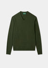 Men's Lambswool Vee Neck Jumper in Rosemary