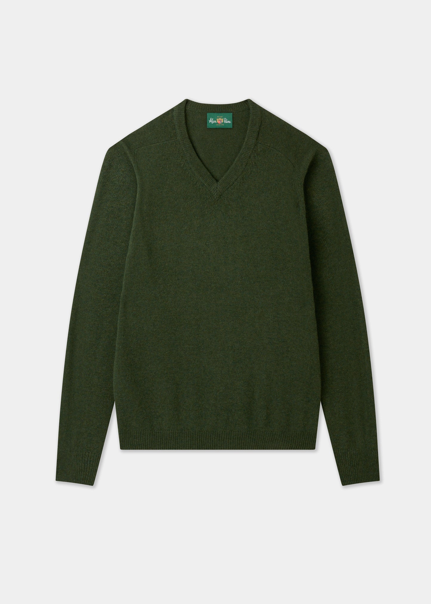 Men's Lambswool Vee Neck Jumper in Rosemary