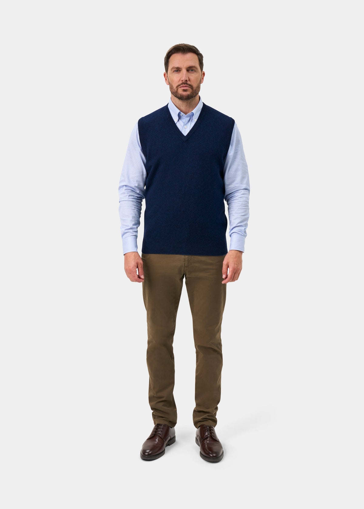 Norfolk Lambswool V-Neck Slipover In Indigo - Classic Fit