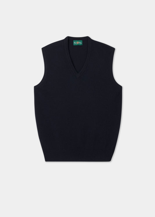 Men's Lambswool Slipover Vee Neck Jumper in Navy