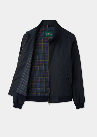 Men's Linen Cotton Bomber Jacket in Navy