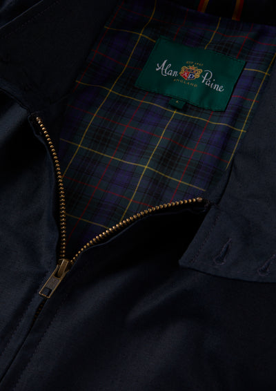 Men's Linen Cotton Bomber Jacket in Navy