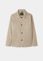Men's Linen Cotton Shacket in Beige