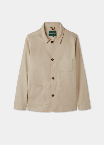 Men's Linen Cotton Shacket in Beige