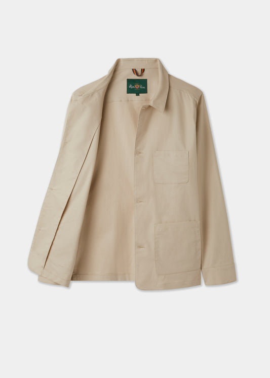 Men's Linen Cotton Shacket in Beige