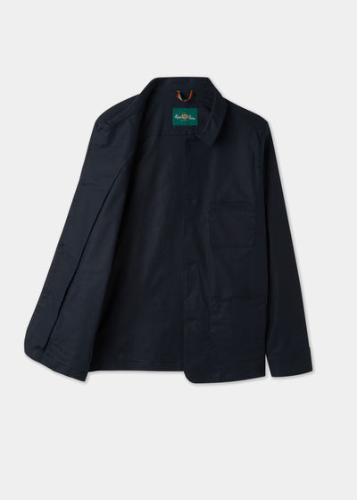 Men's Linen Cotton Shacket in Navy Blue