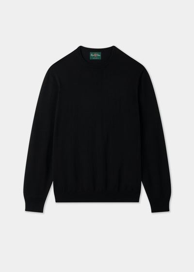 Men's Merino Wool Crew Neck Jumper in Black