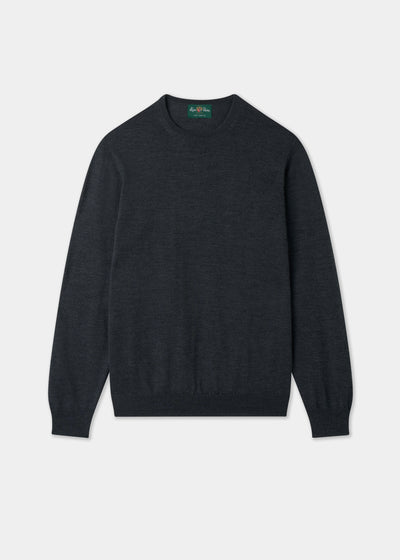 Men's Merino Wool Crew Neck Jumper in Charcoal
